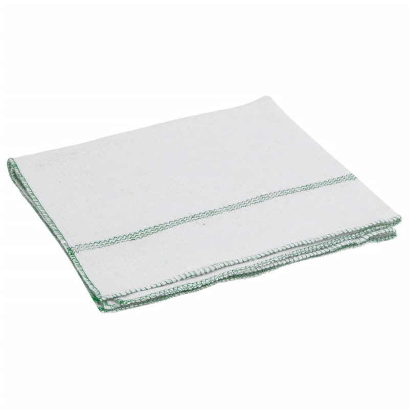 Serpillières 10 pcs blanc avec des rayures vertes 50x60 cm