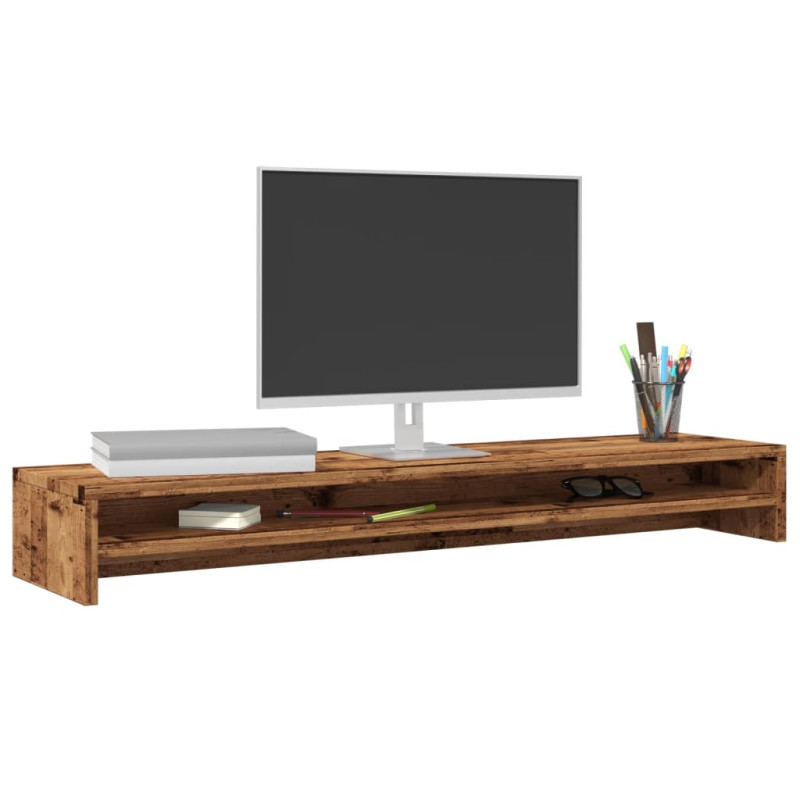 Support de moniteur vieux bois 100x24x13 cm bois d ingénierie