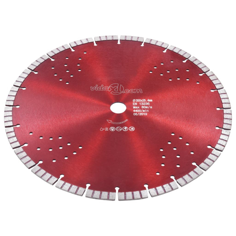 Disque de coupe diamanté avec turbo et trous Acier 350 mm