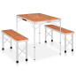 Table de camping pliable avec 2 bancs Aluminium Marron