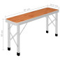 Table de camping pliable avec 2 bancs Aluminium Marron