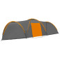 Tente igloo de camping 650x240x190cm 8 personnes Gris et orange