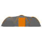 Tente igloo de camping 650x240x190cm 8 personnes Gris et orange