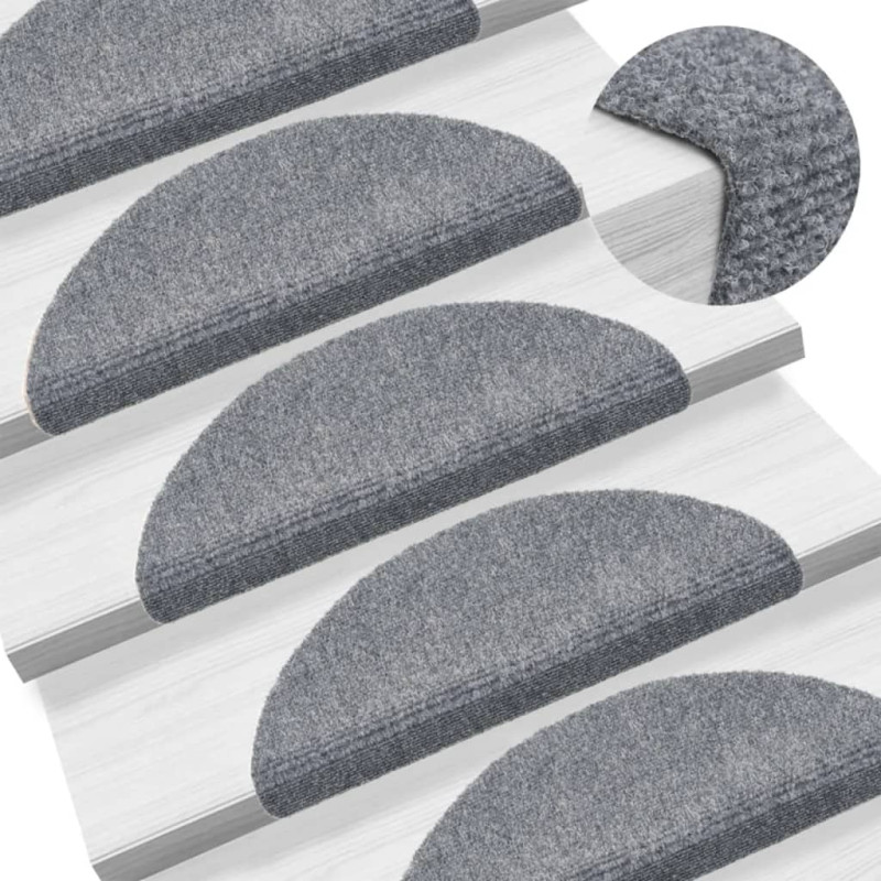 Tapis d escalier auto adhésif 15 pcs 56x17x3 cm Gris clair