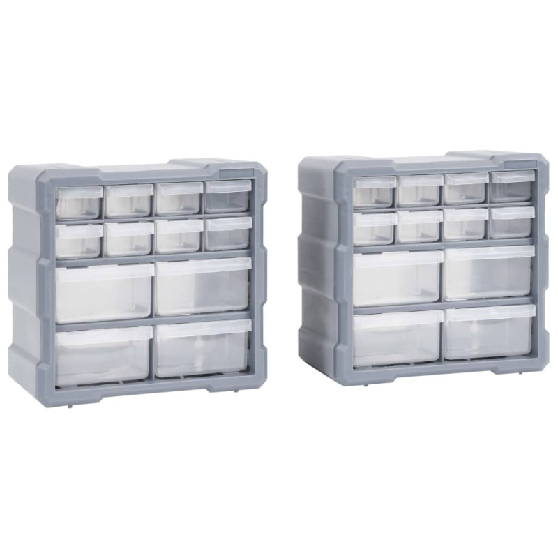 Organisateurs multi tiroirs avec 12 tiroirs 2 pcs 26,5x16x26 cm