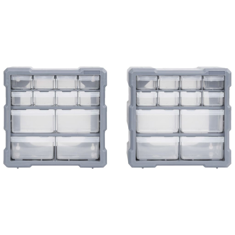 Organisateurs multi tiroirs avec 12 tiroirs 2 pcs 26,5x16x26 cm