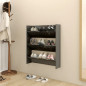 Armoire à chaussures murale gris brillant bois d ingénierie