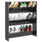 Armoire à chaussures murale gris brillant bois d ingénierie