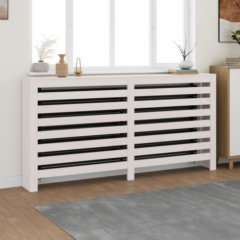 Cache radiateur Blanc 169x19x84 cm Bois massif de pin