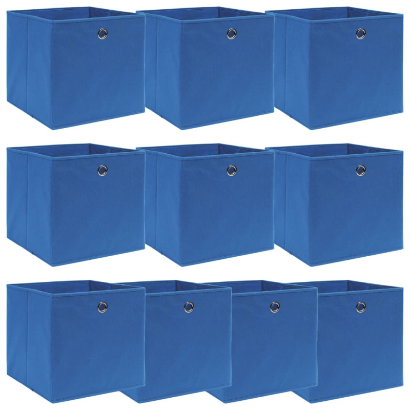 Boîtes de rangement 10 pcs Bleu 32x32x32 cm Tissu