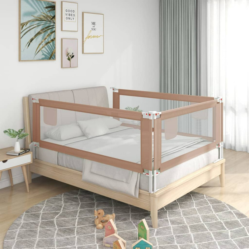 Barrière de sécurité de lit d enfant Taupe 100x25 cm Tissu