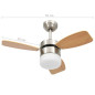 Ventilateur de plafond lampe et télécommande 76 cm Marron clair