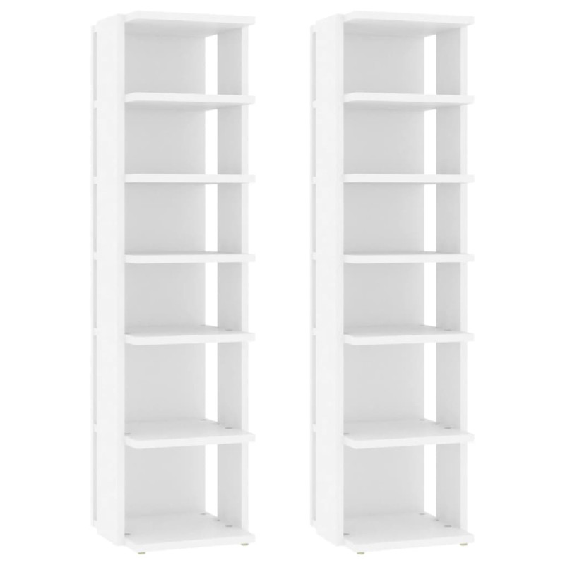 Armoires à chaussures 2 pcs Blanc 27,5x27x102cm bois ingénierie