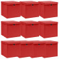 Boîtes de rangement et couvercles 10 pcs Rouge 32x32x32cm Tissu