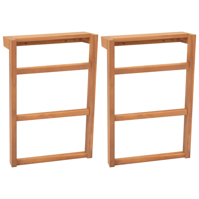 Porte serviettes 2 pcs Bois de teck massif