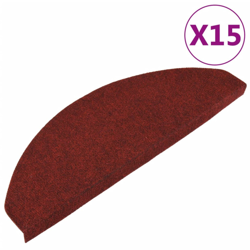 Tapis d escalier autocollants 15 pcs 65x22,5x3,5 cm Rouge