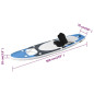 Ensemble de planche SUP gonflable bleu mer 300x76x10 cm