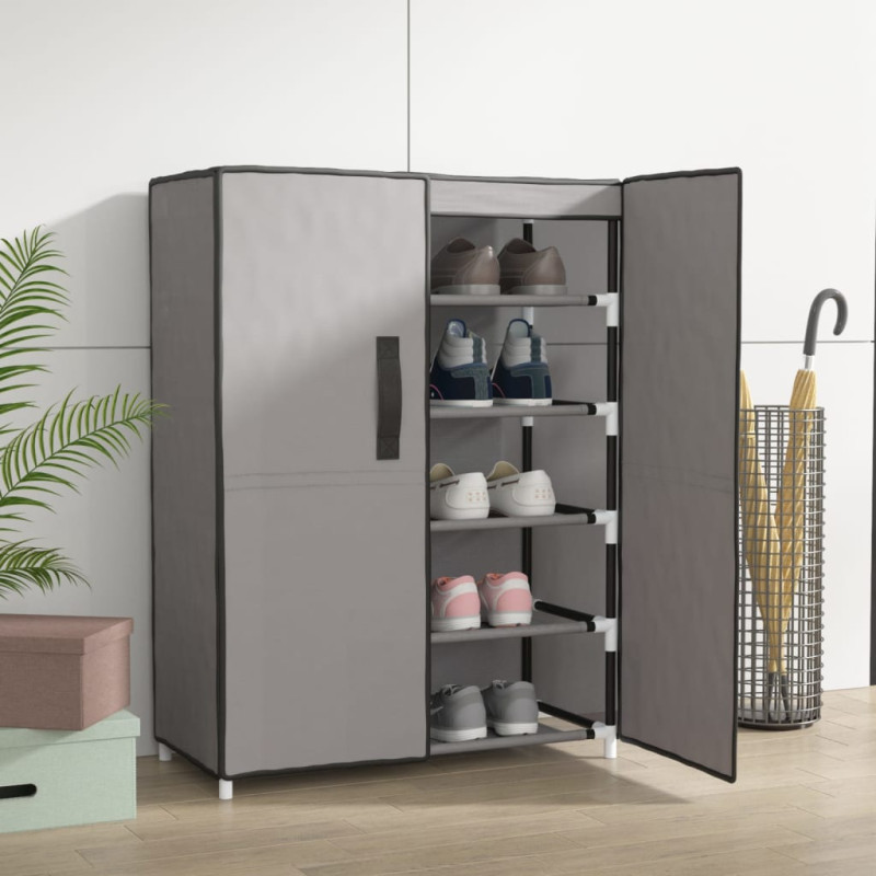 Armoire à chaussures Gris 60x28x90 cm Tissu