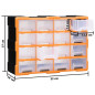 Organisateur multi tiroirs avec 16 tiroirs centraux 52x16x37 cm