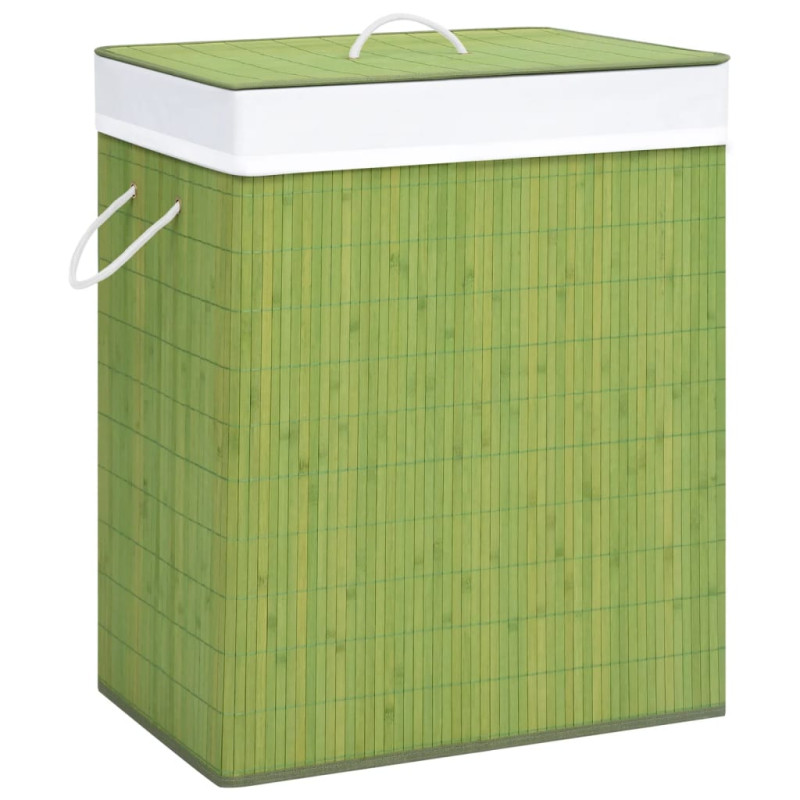 Panier à linge avec une seule section bambou vert 83 L