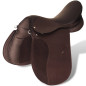 Set de selle équitation 17,5" en cuir véritable 12 cm 5 en 1 brun