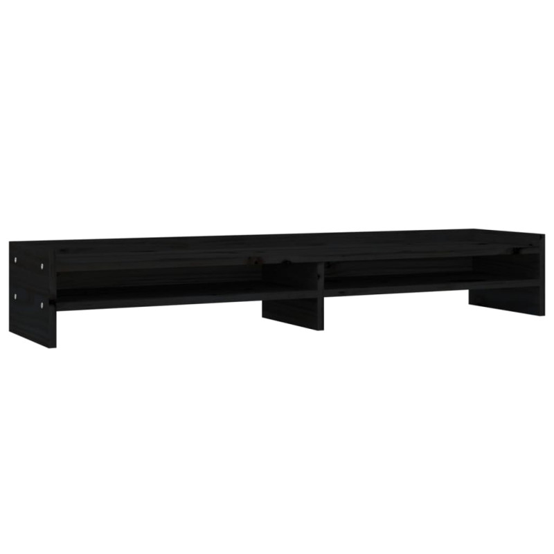 Support de moniteur Noir 100x24x16 cm Bois de pin solide