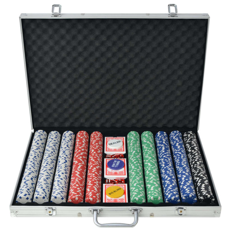 Jeu de poker avec 1000 jetons Aluminium