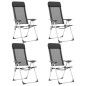 Chaises pliables de camping lot de 4 Noir Aluminium