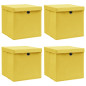 Boîtes de rangement et couvercles 4 pcs Jaune 32x32x32 cm Tissu