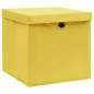 Boîtes de rangement et couvercles 4 pcs Jaune 32x32x32 cm Tissu