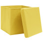 Boîtes de rangement et couvercles 4 pcs Jaune 32x32x32 cm Tissu