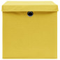 Boîtes de rangement et couvercles 4 pcs Jaune 32x32x32 cm Tissu