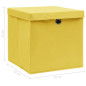 Boîtes de rangement et couvercles 4 pcs Jaune 32x32x32 cm Tissu