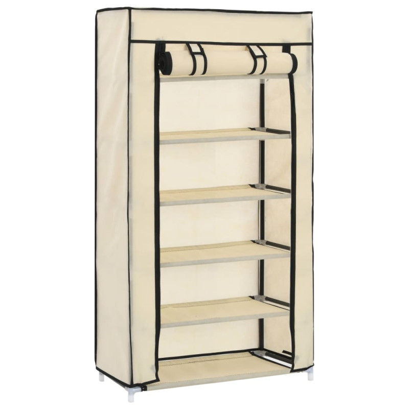 Armoire à chaussures avec housse Crème 58x28x106 cm Tissu