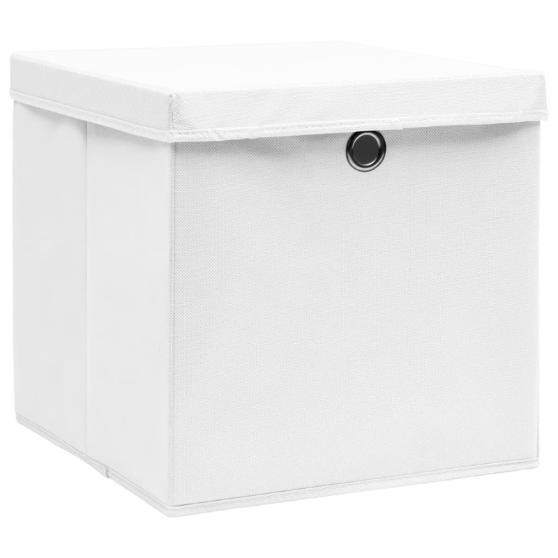 Boîtes de rangement avec couvercles 10 pcs 28x28x28 cm Blanc