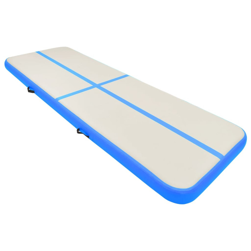 Tapis gonflable de gymnastique avec pompe 400x100x20cm PVC Bleu