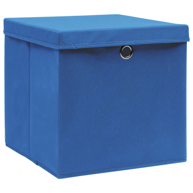 Boîtes de rangement avec couvercles 4 pcs 28x28x28 cm Bleu