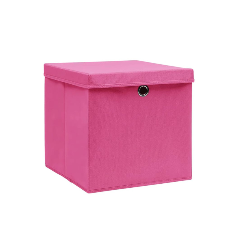 Boîtes de rangement avec couvercles 10 pcs 28x28x28 cm Rose