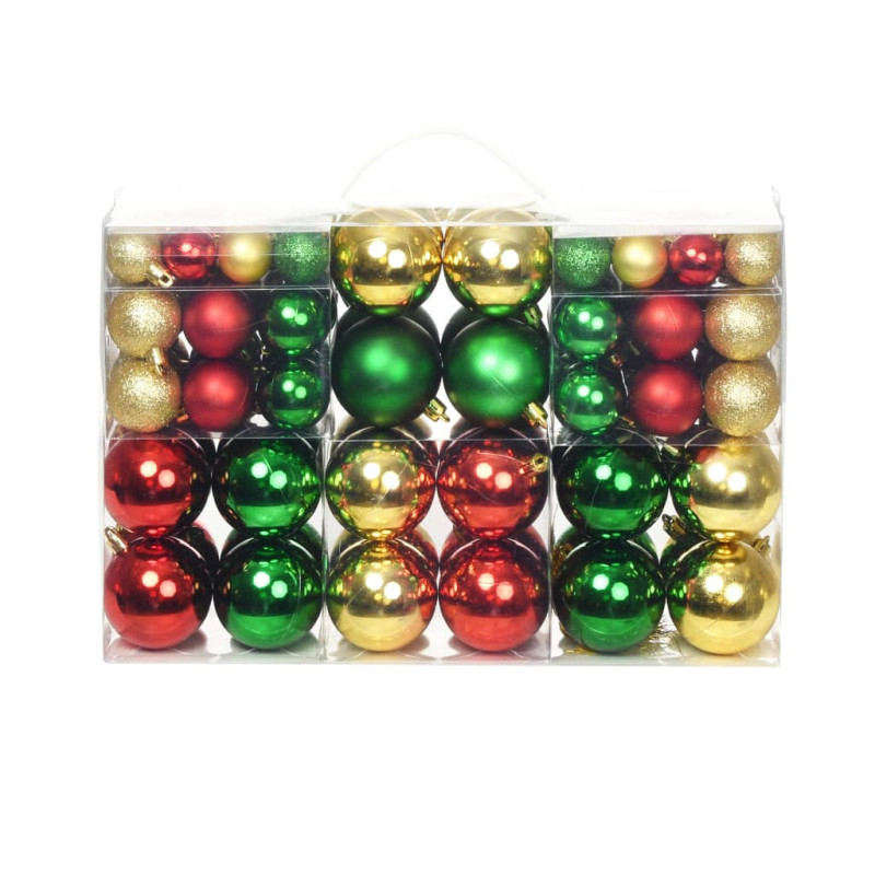 Boules de Noël 100 pcs Rouge Doré Vert