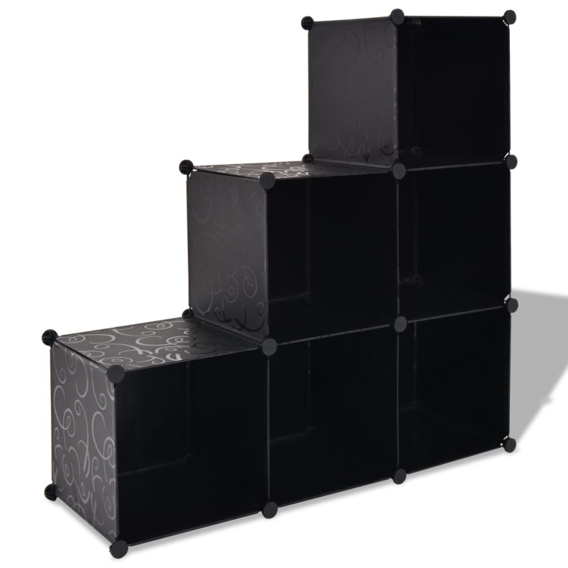 Organisateur de rangement cube avec 6 compartiments Noir