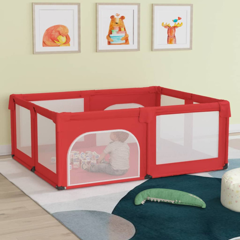 Parc pour bébé avec 2 portes Rouge Tissu Oxford