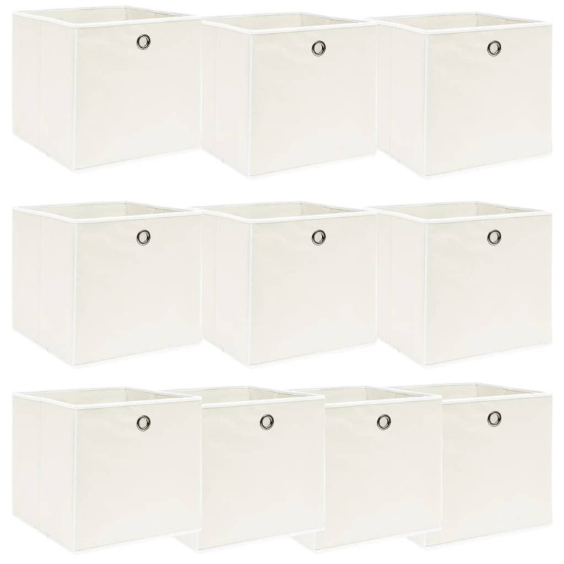 Boîtes de rangement 10 pcs Blanc 32x32x32 cm Tissu