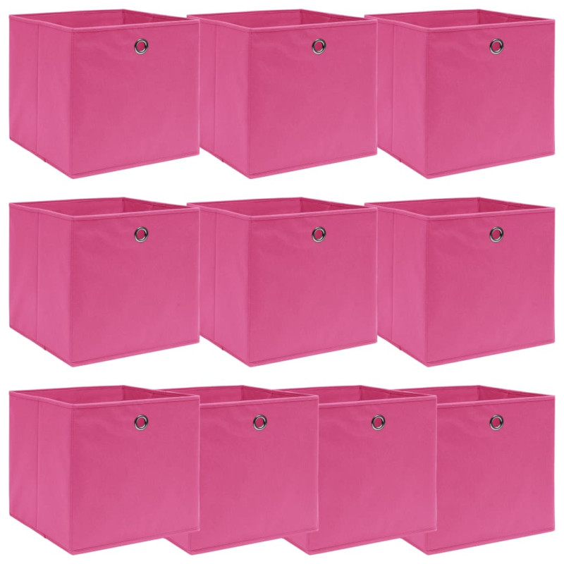 Boîtes de rangement 10 pcs Rose 32x32x32 cm Tissu