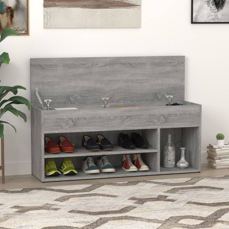 Banc à chaussures Sonoma gris 105x30x45 cm Bois d ingénierie