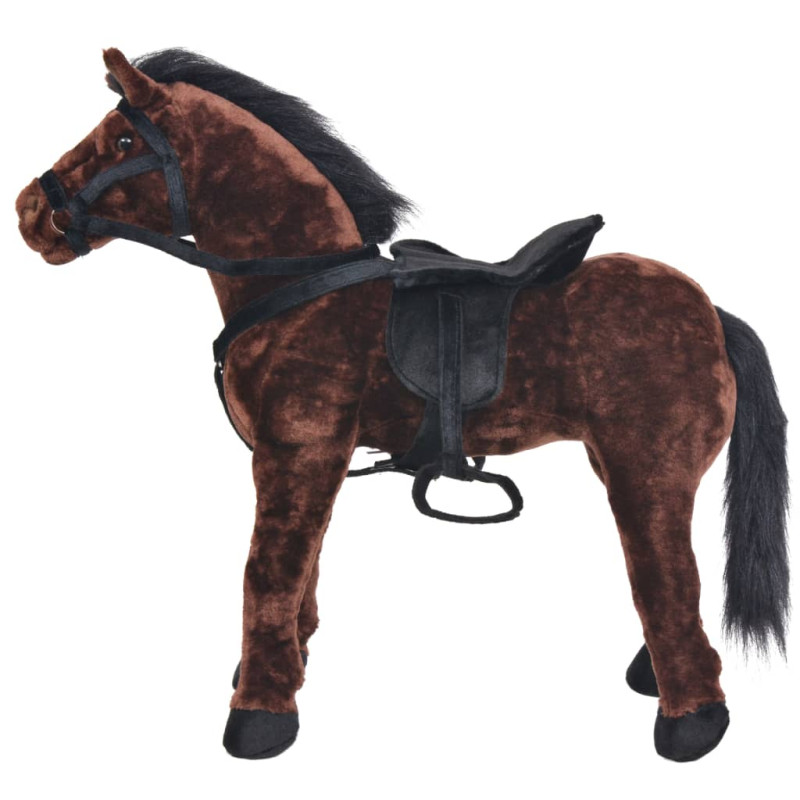 Jouet en peluche Cheval Marron foncé XXL