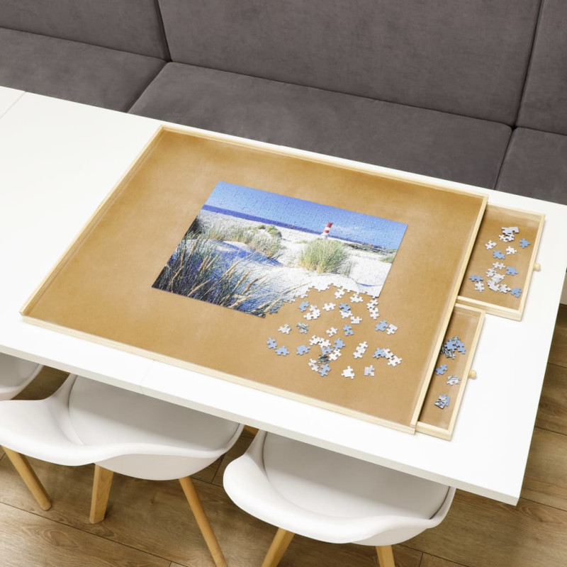 HI Table de puzzle avec 4 tiroirs 76x57x4,5 cm Bois