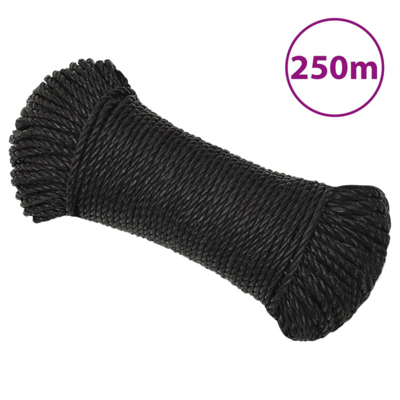 Corde de travail Noir 8 mm 250 m polypropylène