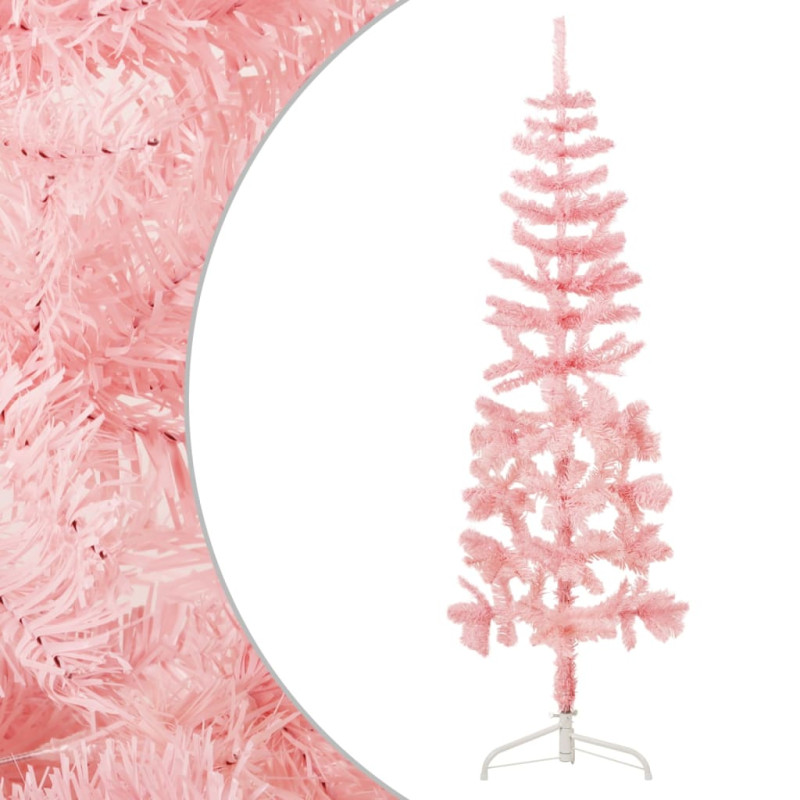 Demi sapin de Noël artificiel mince avec support Rose 180 cm