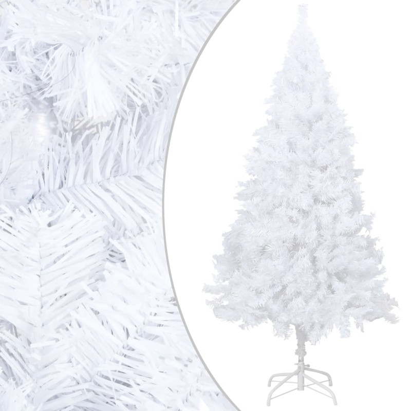 Arbre de Noël artificiel pré éclairé et boules blanc 120 cm PVC