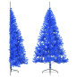 Demi sapin de Noël artificiel avec support Bleu 180 cm PVC